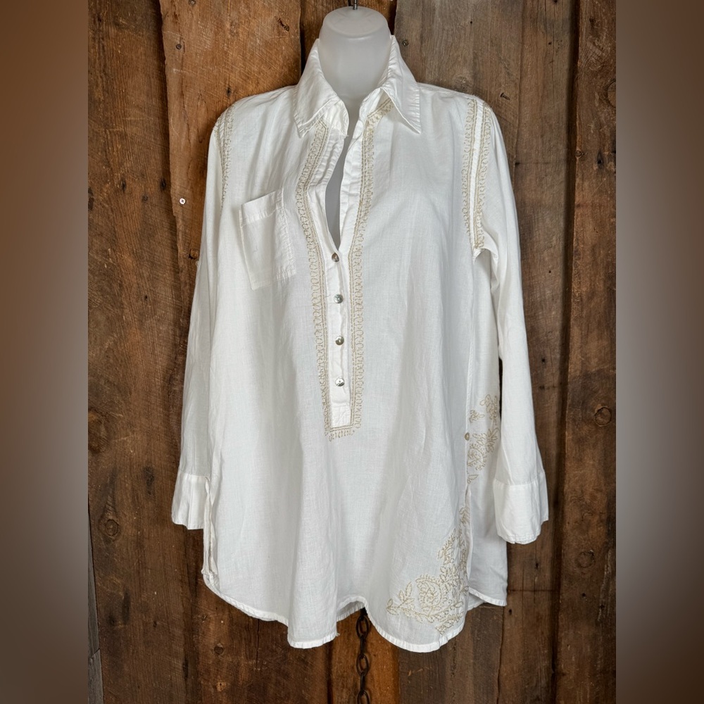 Subtle luxury White Embroidered Swim Coverup